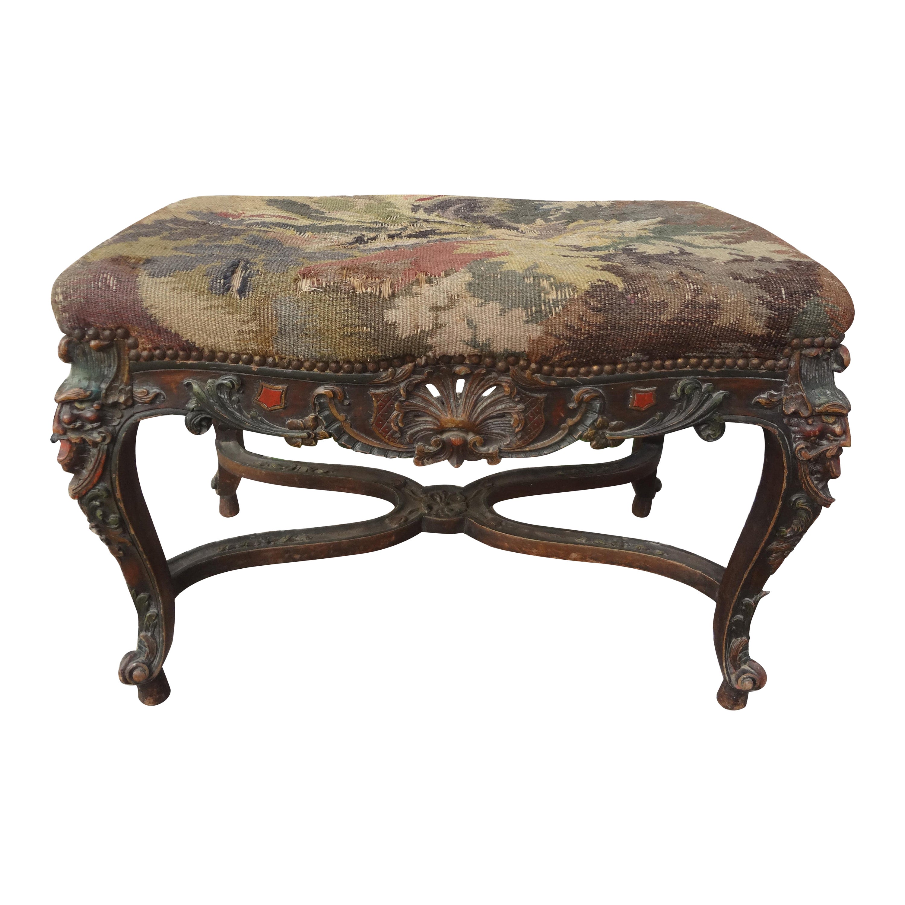 19th Century French Louis XIV Style Bench For Sale