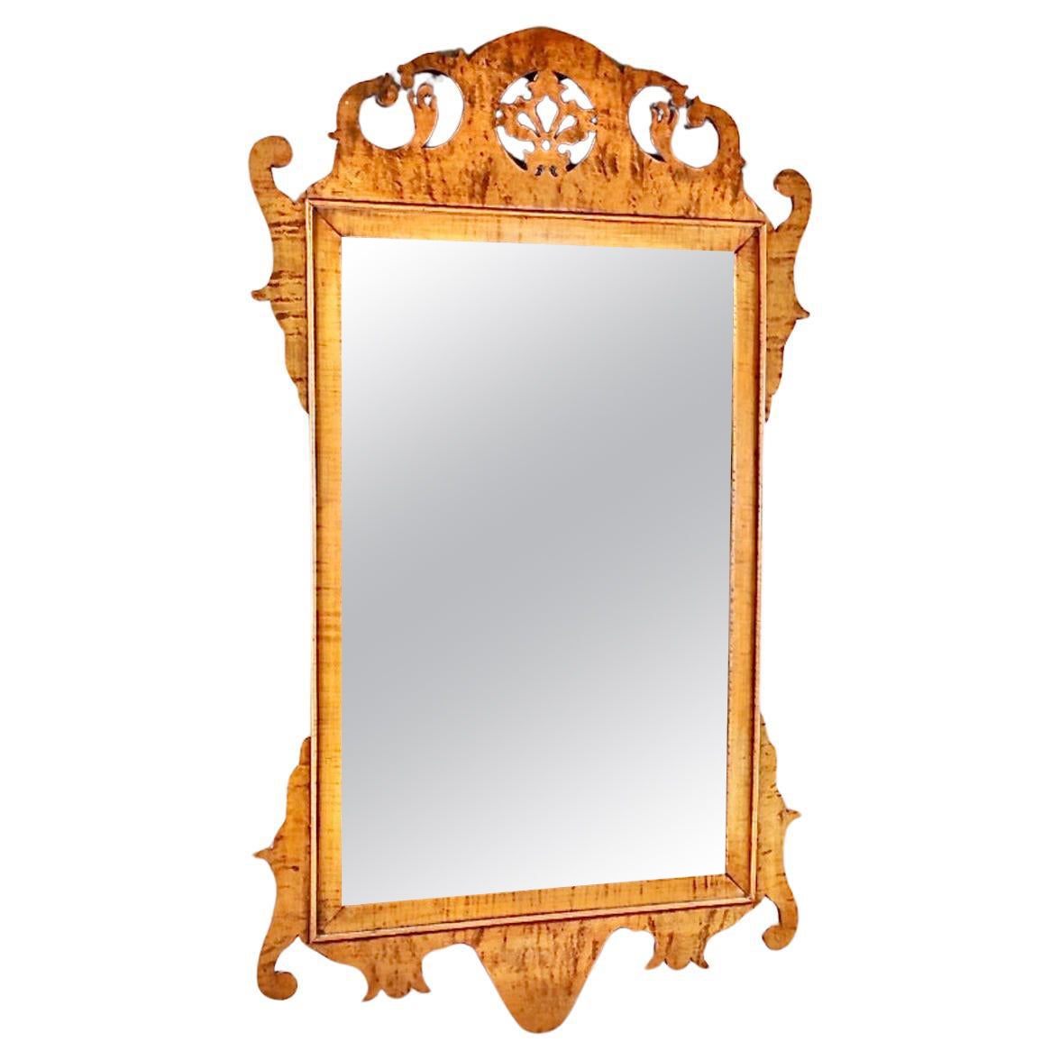 American Figured Maple Chippendale-Style Mirror