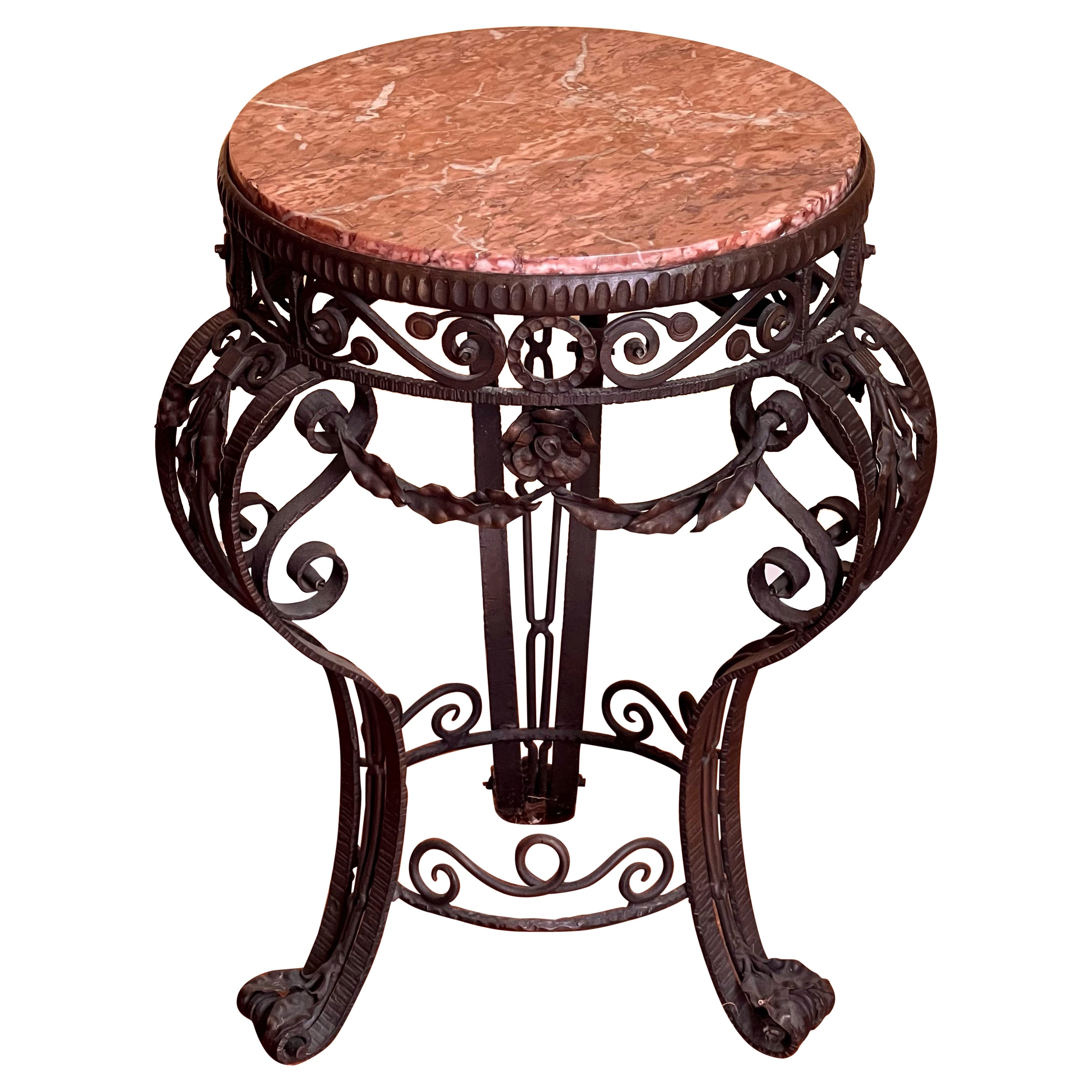 19th Century French Iron Marble Table For Sale