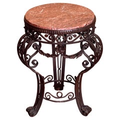 19th Century French Iron Marble Table