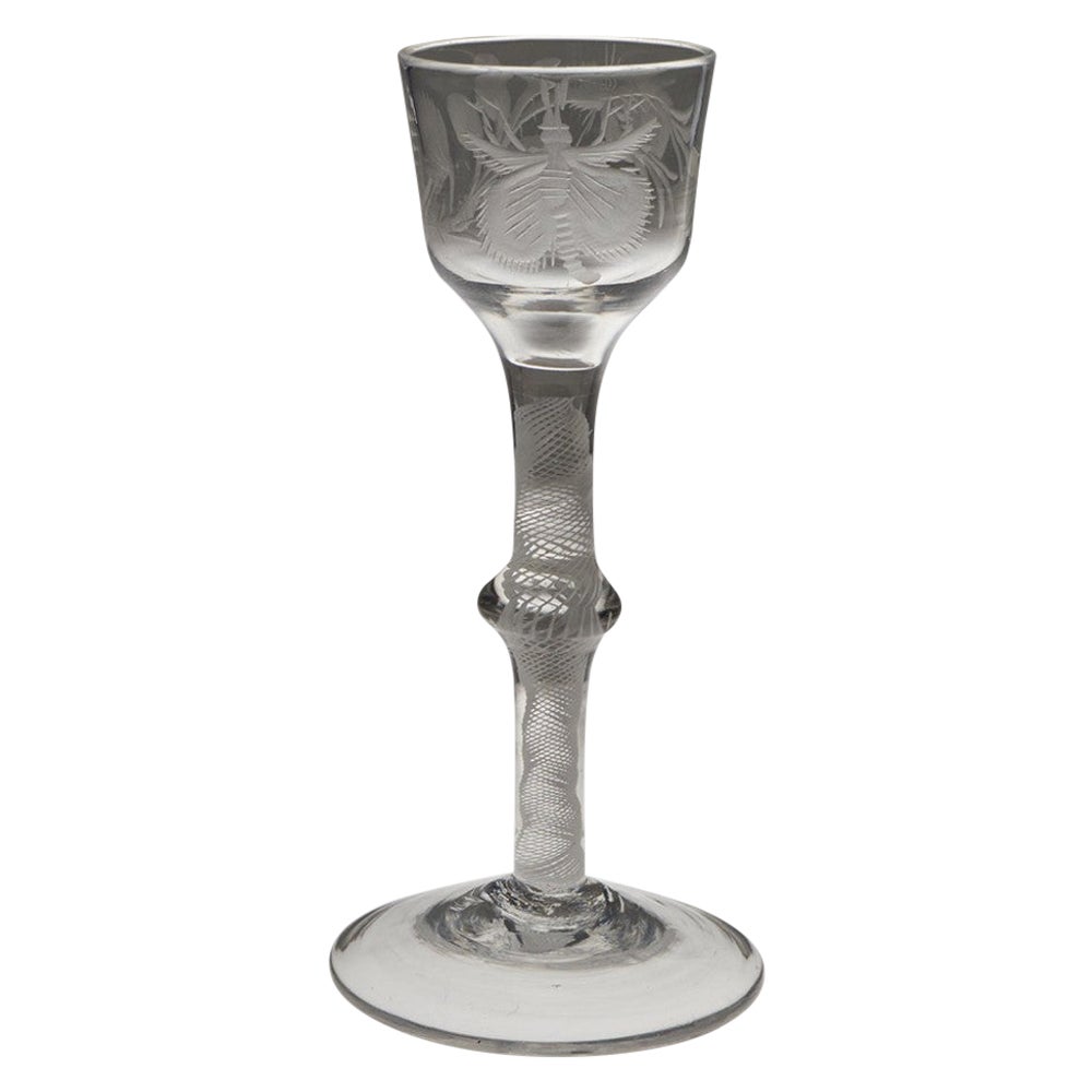 Jacobite Sympathy Opaque Twist Wine Glass c1760 For Sale