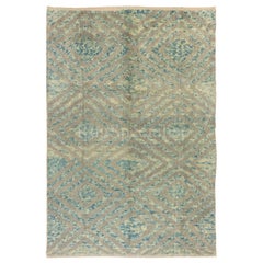 7.7x10.2 Ft Custom Hand Knotted "Tulu" Rug in Blue, Gray & Beige, 100% Wool
