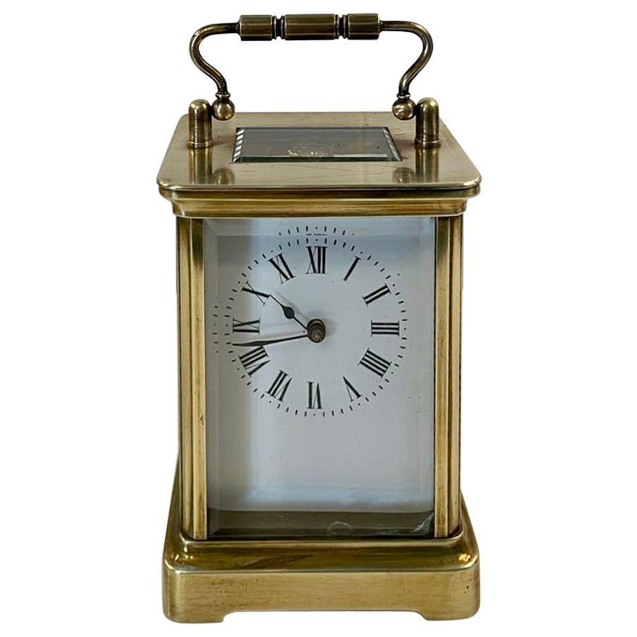 Antique Victorian Quality Brass Carriage Clock  For Sale