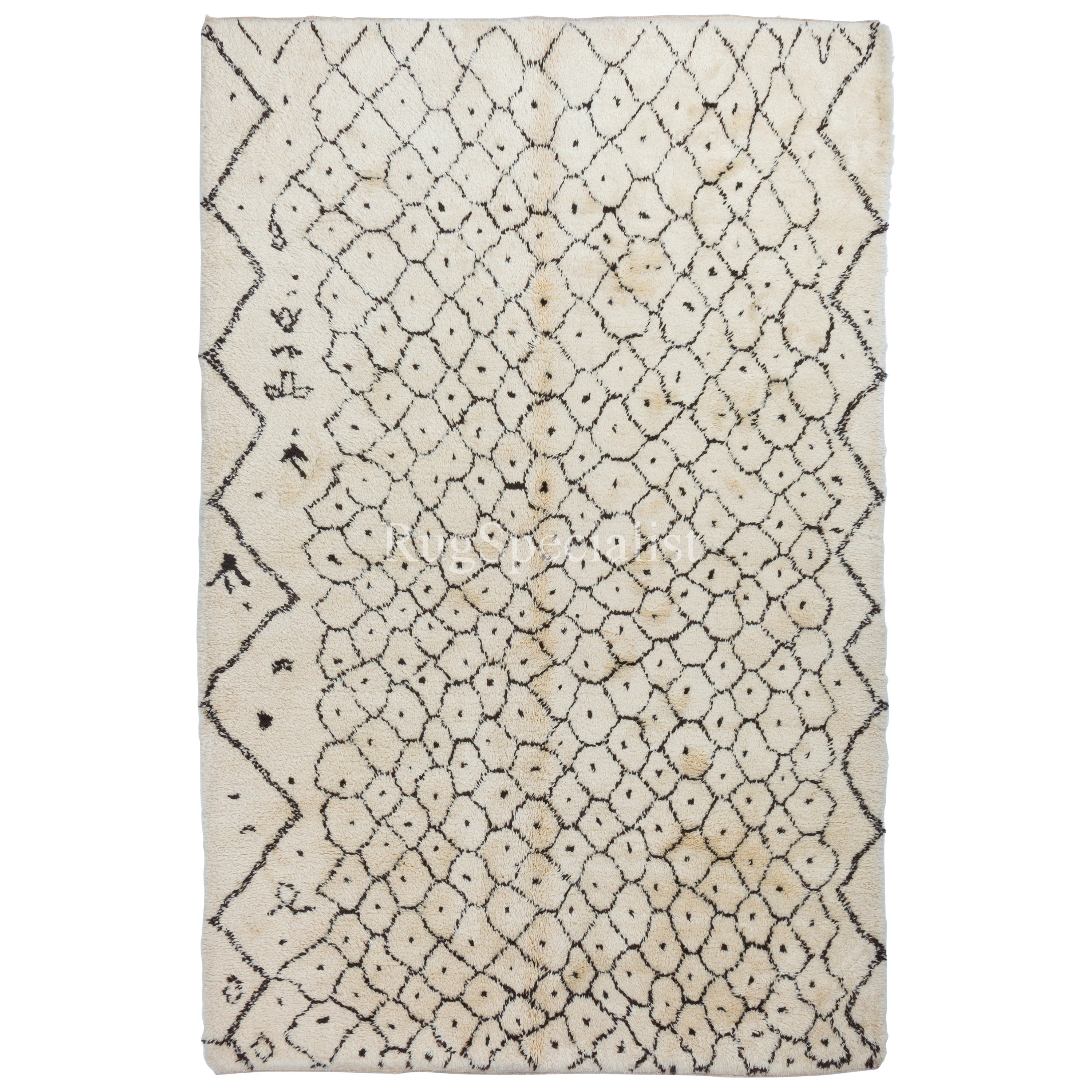 6.6x10.2 Ft Contemporary Moroccan Berber Azilal Style Tulu Rug, All Natural Wool For Sale