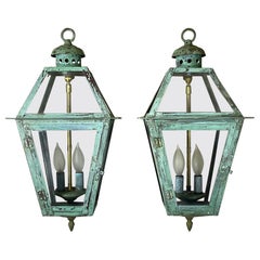 Pair Of Vintage Hanging copper Lantern