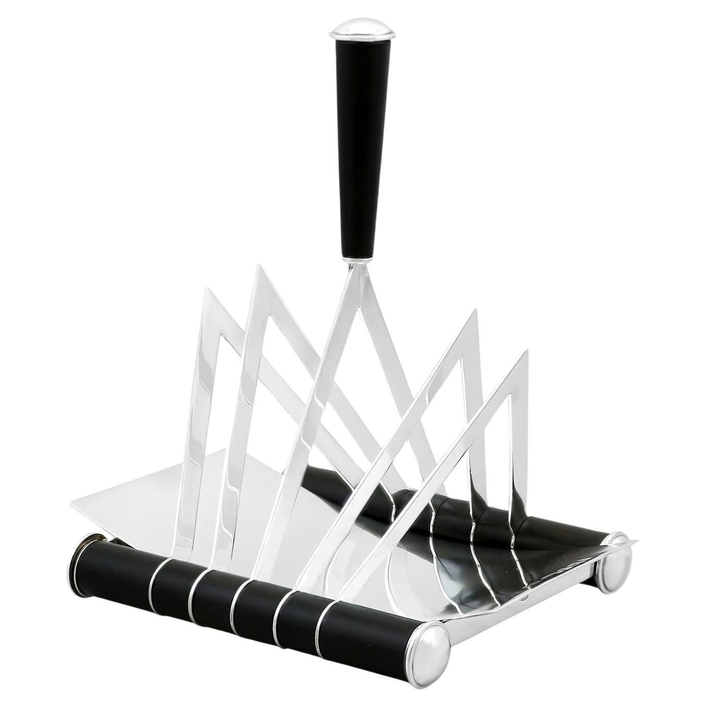 Soporte para tostadas de plata de ley de diseño contemporáneo