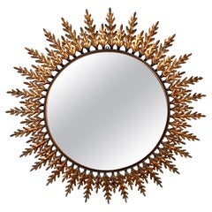 Vintage copper sunburst mirror, 1970s