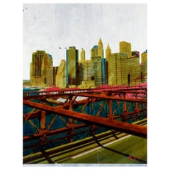Ayline Olukman, French artist, "The Bridge, NYC", mixed media. 