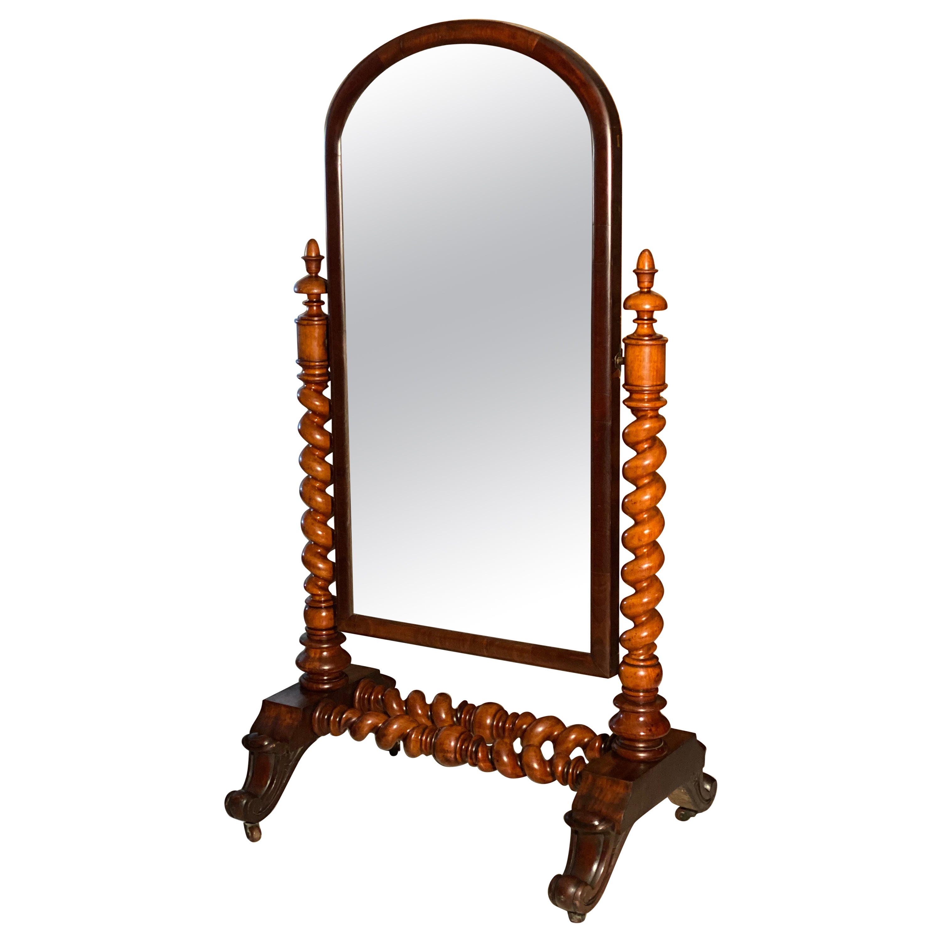 19th Century Large Cheval Antique Mirror For Sale