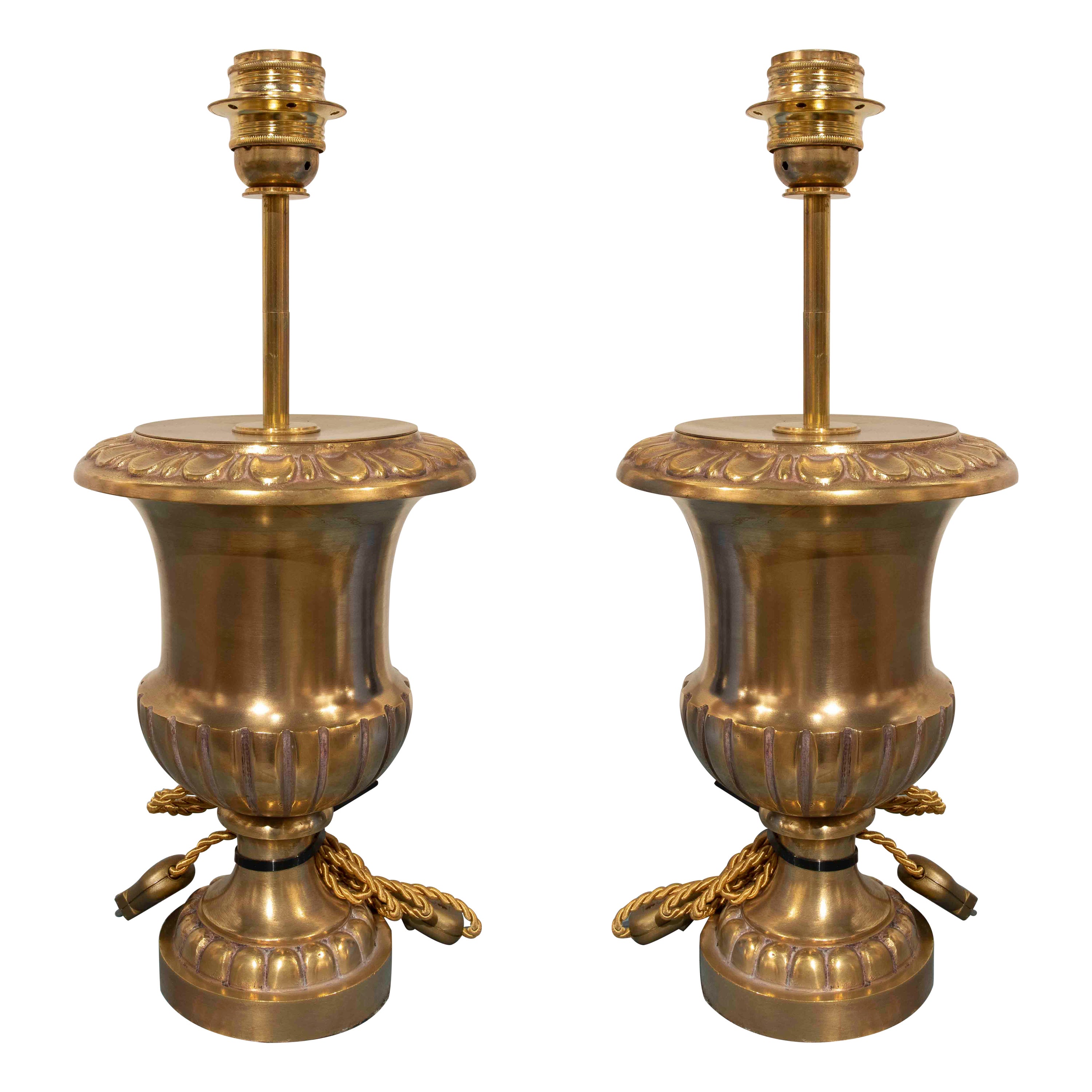 1970s Brass pair of Lamps in the Shape of a Classic Cup.  For Sale