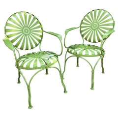 Vintage francois carre eden green garden chairs 