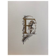 Impression contemporaine italienne "Arts & Crafts Fonts" avec feuille d'or pur, 2 sur 5