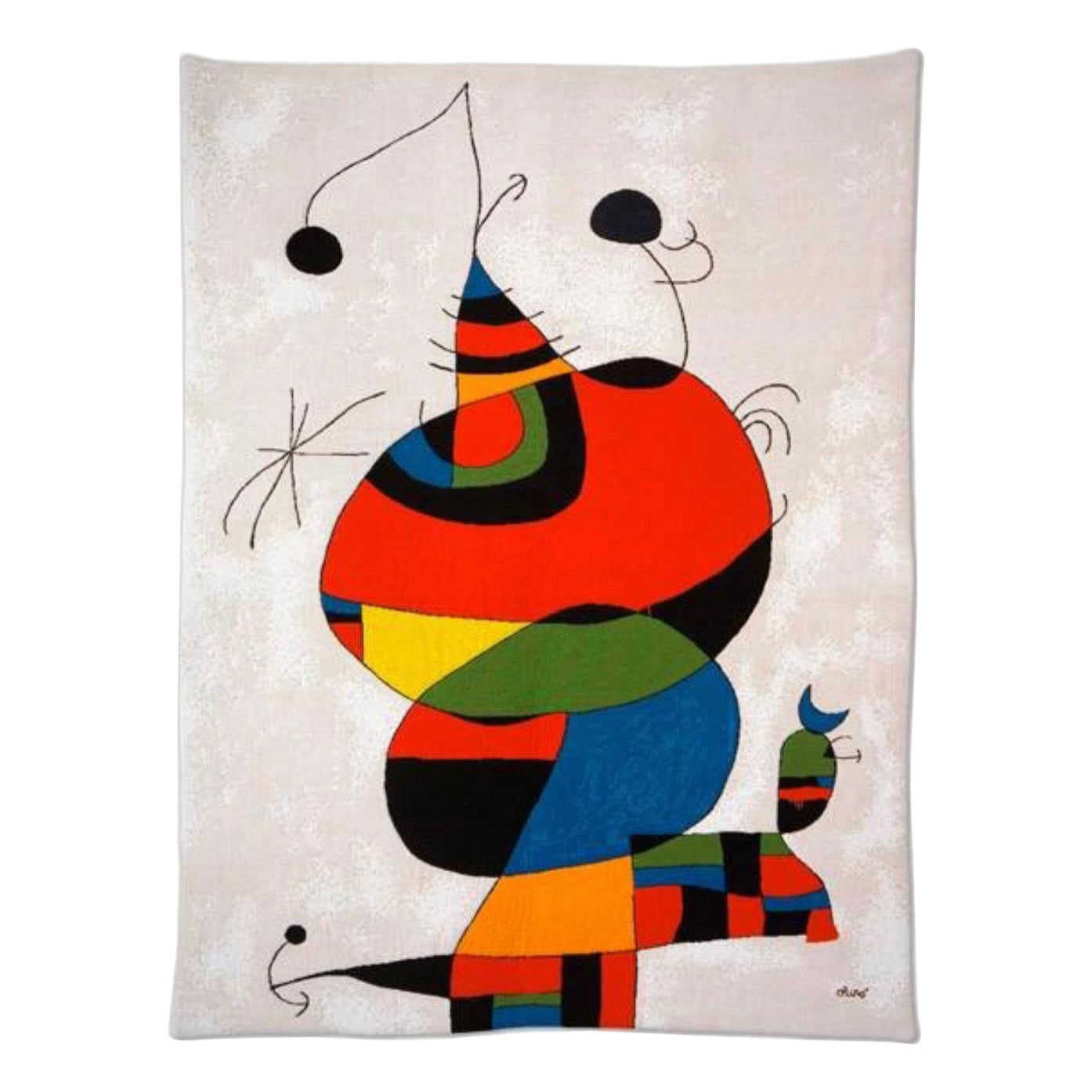 Vintage After Jean Miro Mid-Century Fine Art Tapestry For Sale