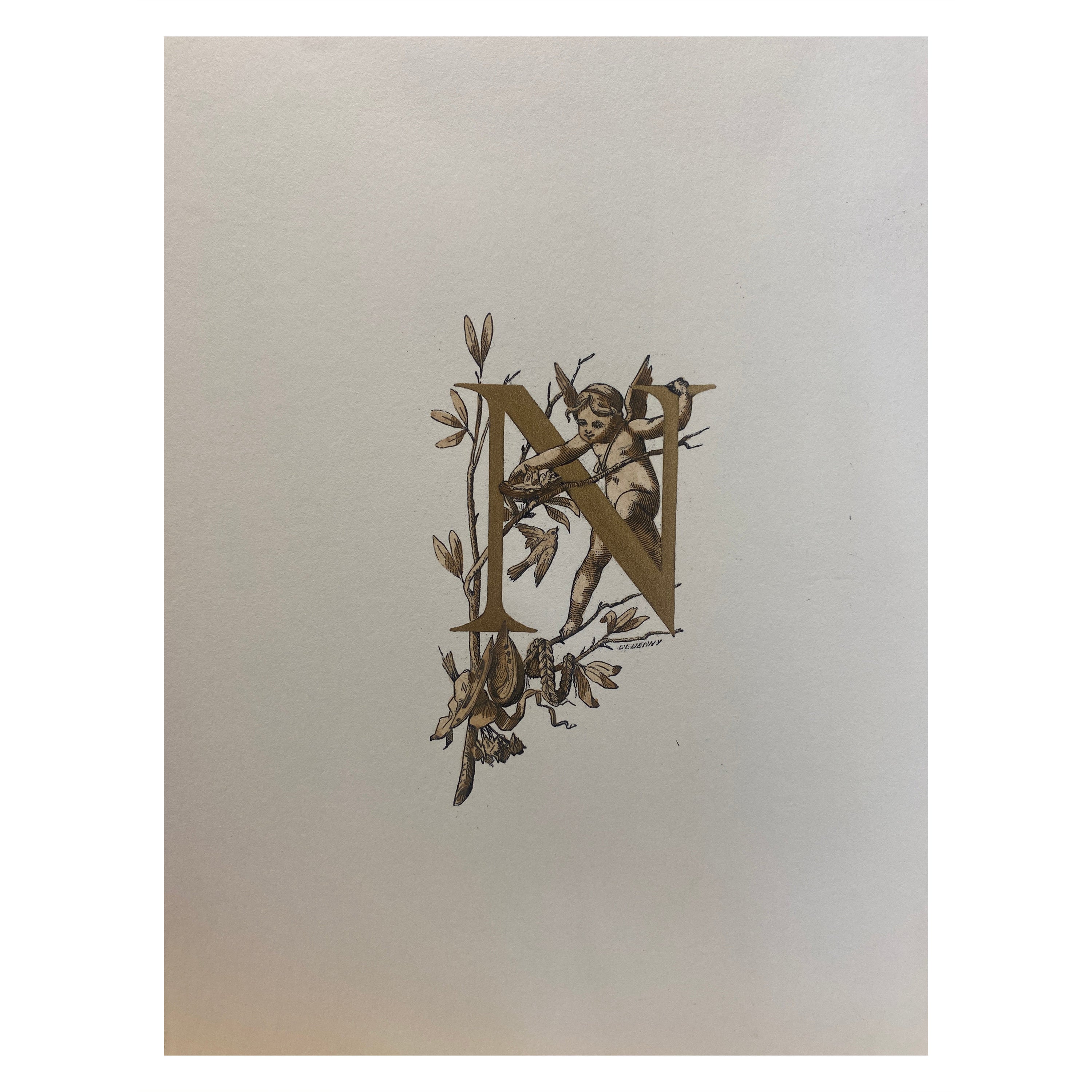 Impression contemporaine italienne "Arts & Crafts Fonts" avec feuille d'or pur, 5 sur 5