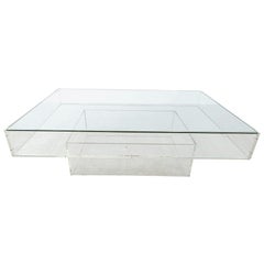 Vintage lucite and glass coffee table, 1970s