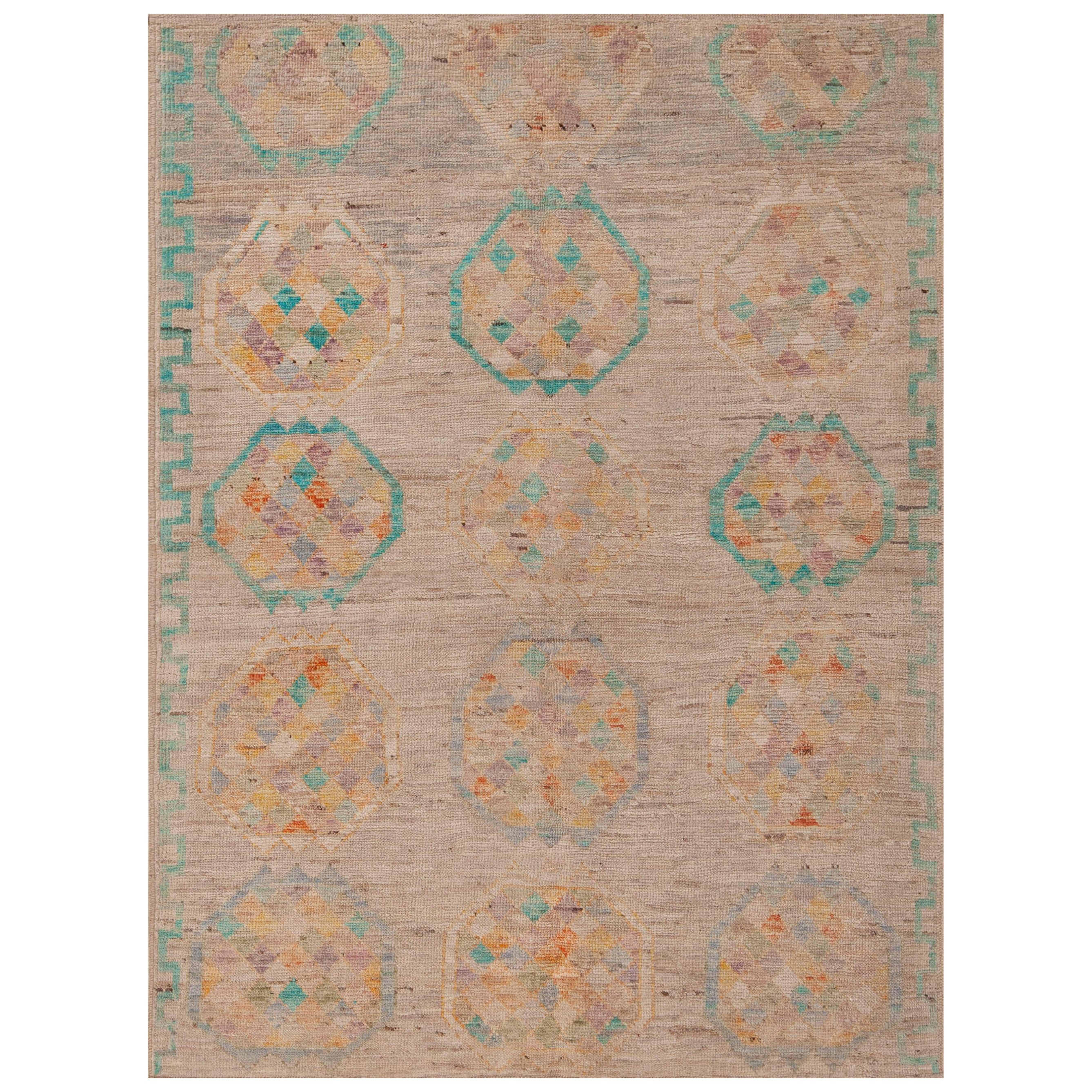 Nazmiyal Collection Modern Geometric Design Wool Area Rug 4'5" x 5'10" For Sale