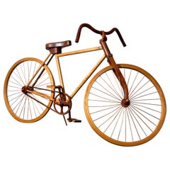 Retro American Studio Craft Life Size Wooden Bicycle Sculpture Artist Signed 1988