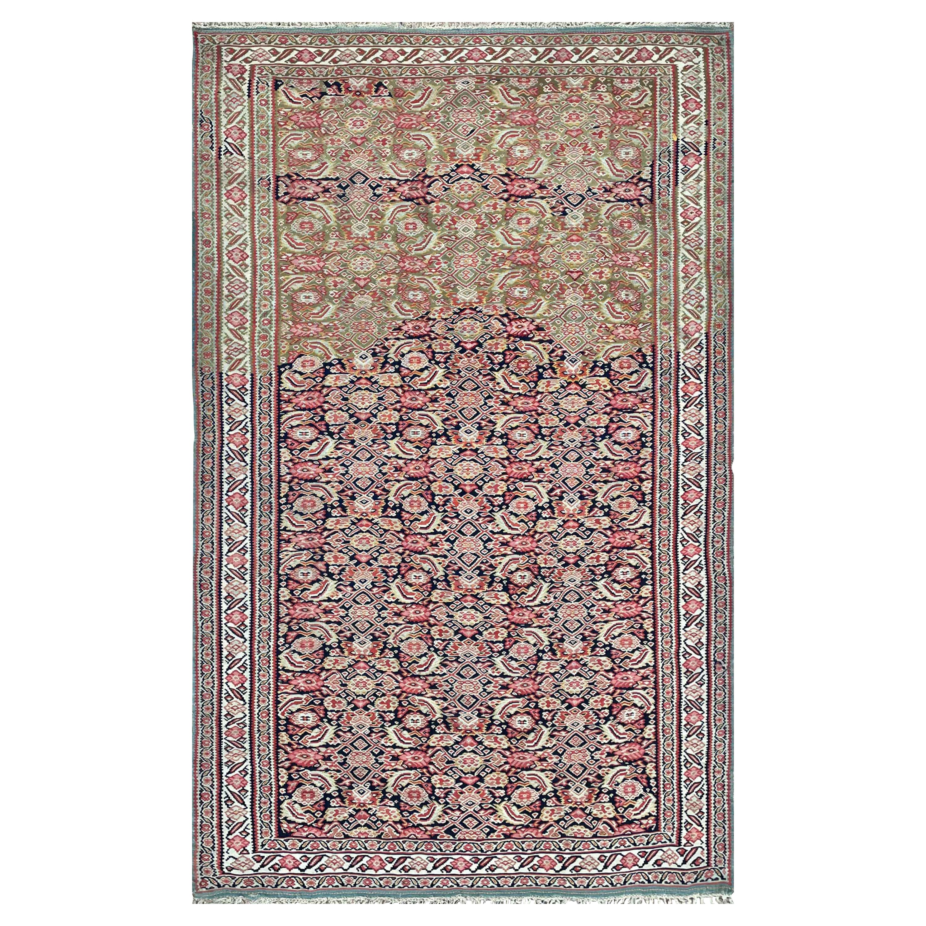 Antique Persian Senneh Kilim, flat weave  For Sale