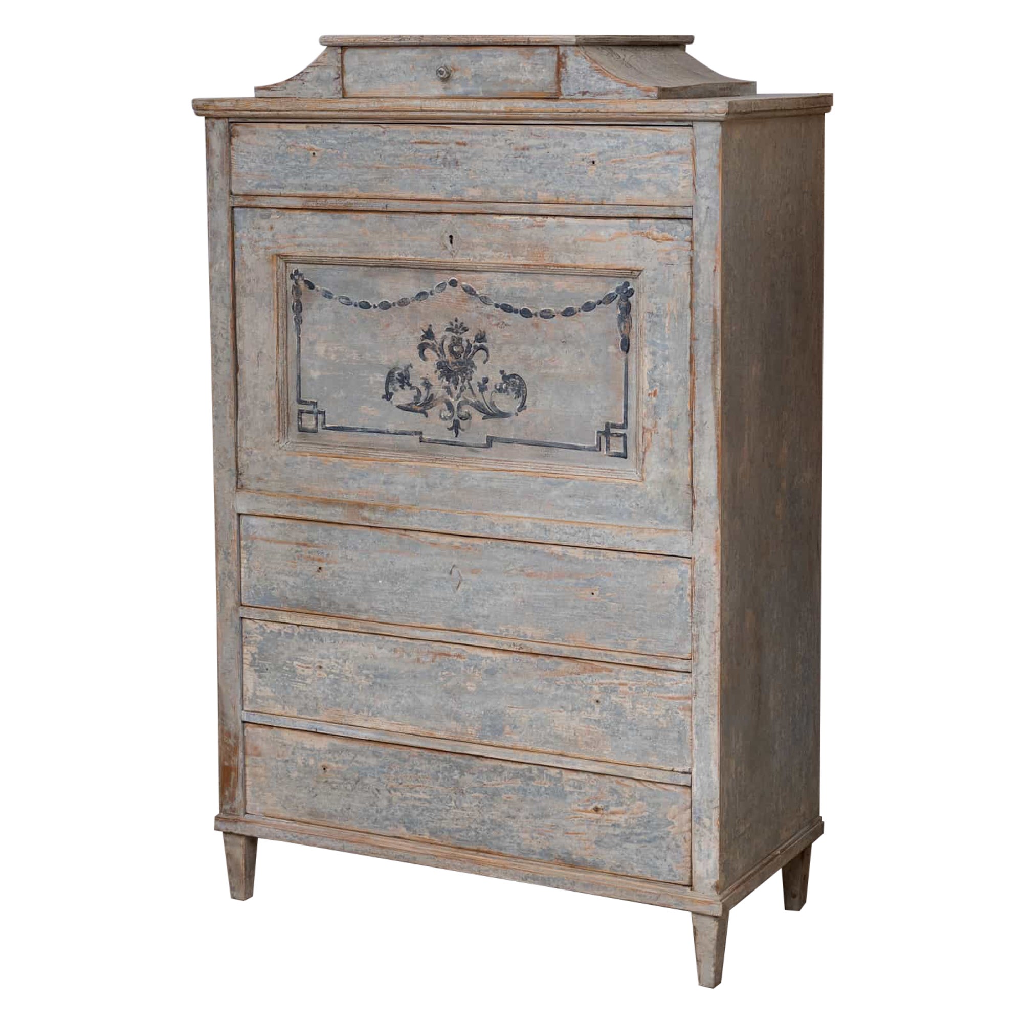 Painted Biedermeier Secretaire, around 1820