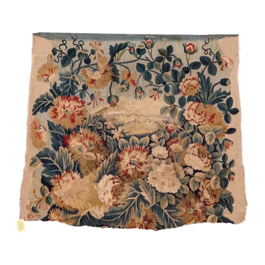 Late 18th C. French Aubusson Tapestry Silk & Wool Seat Fragment For Sale
