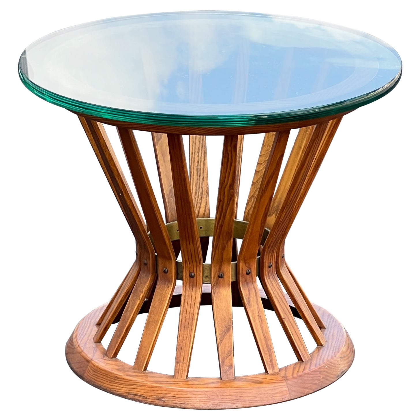 Dunbar Sheaf Of Wheat Table With Glass Top For Sale