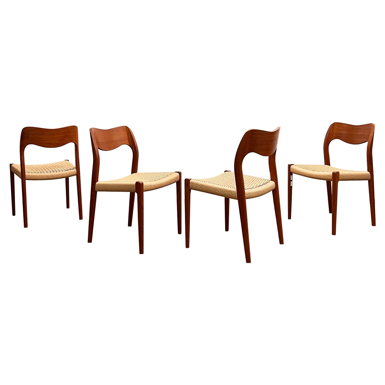 Mid-Century Teak Dining Chairs #71 by Niels O. Møller for J. L. Moller, Set of 4 For Sale