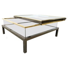 Vintage sliding glass coffee table by Maison Jansen, 1970s
