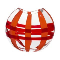Kleine Eclissi-Vase in Orange und Rot von Carlo Moretti