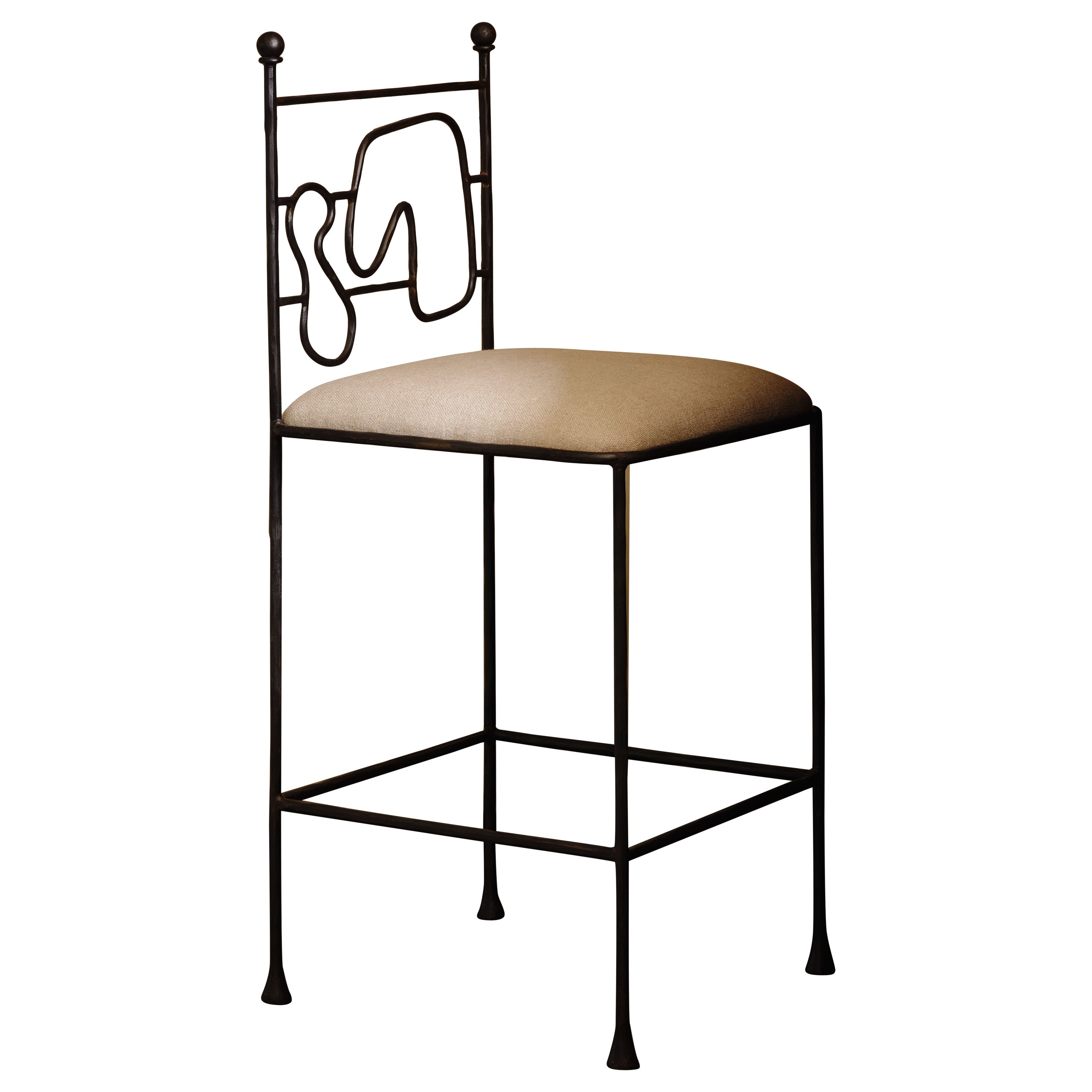 Anna Karlin Wrought Iron Counter Stool, A For Sale
