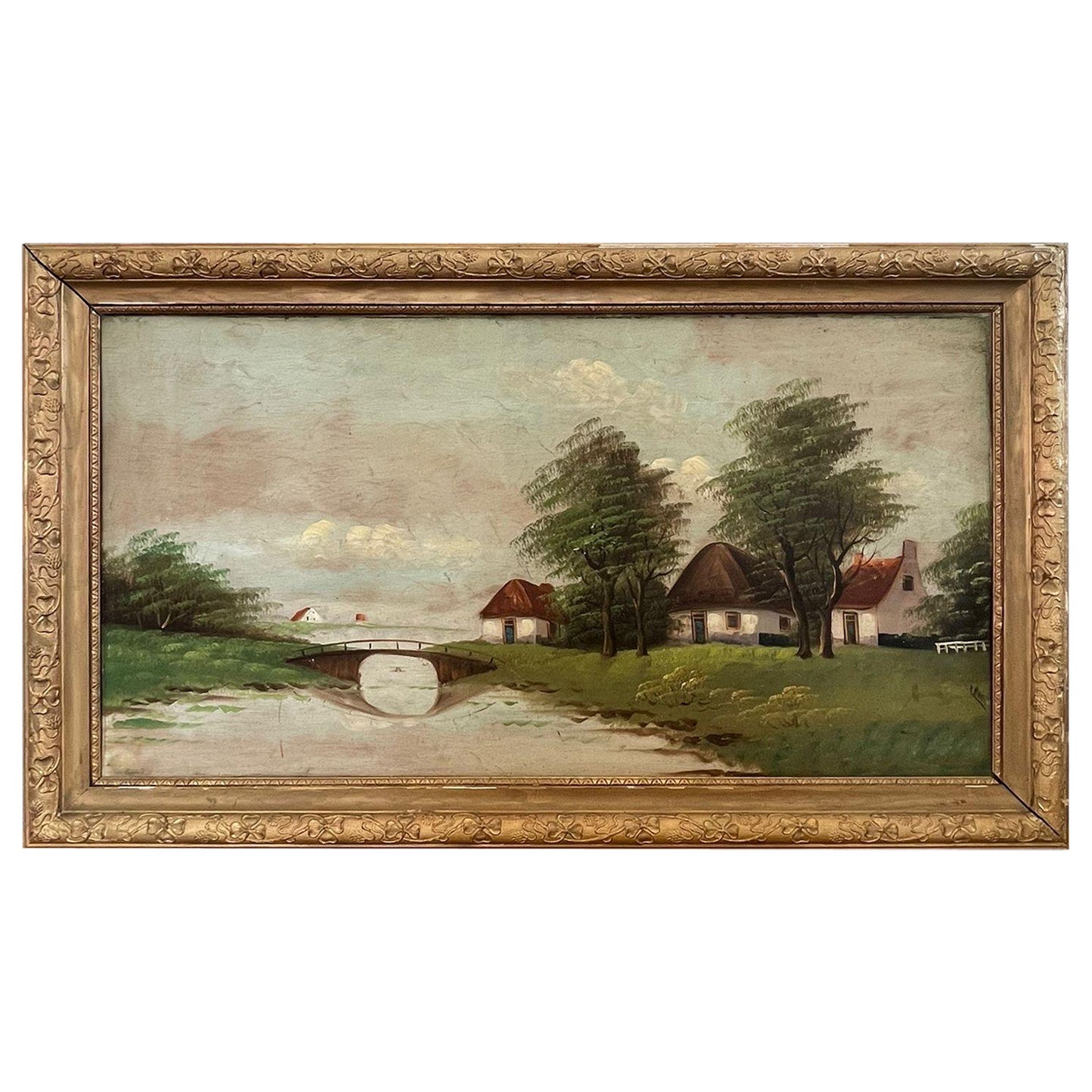 Vintage Framed Landscape Painting  For Sale