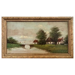 Peinture de paysage vintage encadrée 