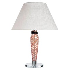 Bricola Carlo Moretti Lámpara de Sobremesa Contemporánea de Cristal de Murano Rojo y Coral