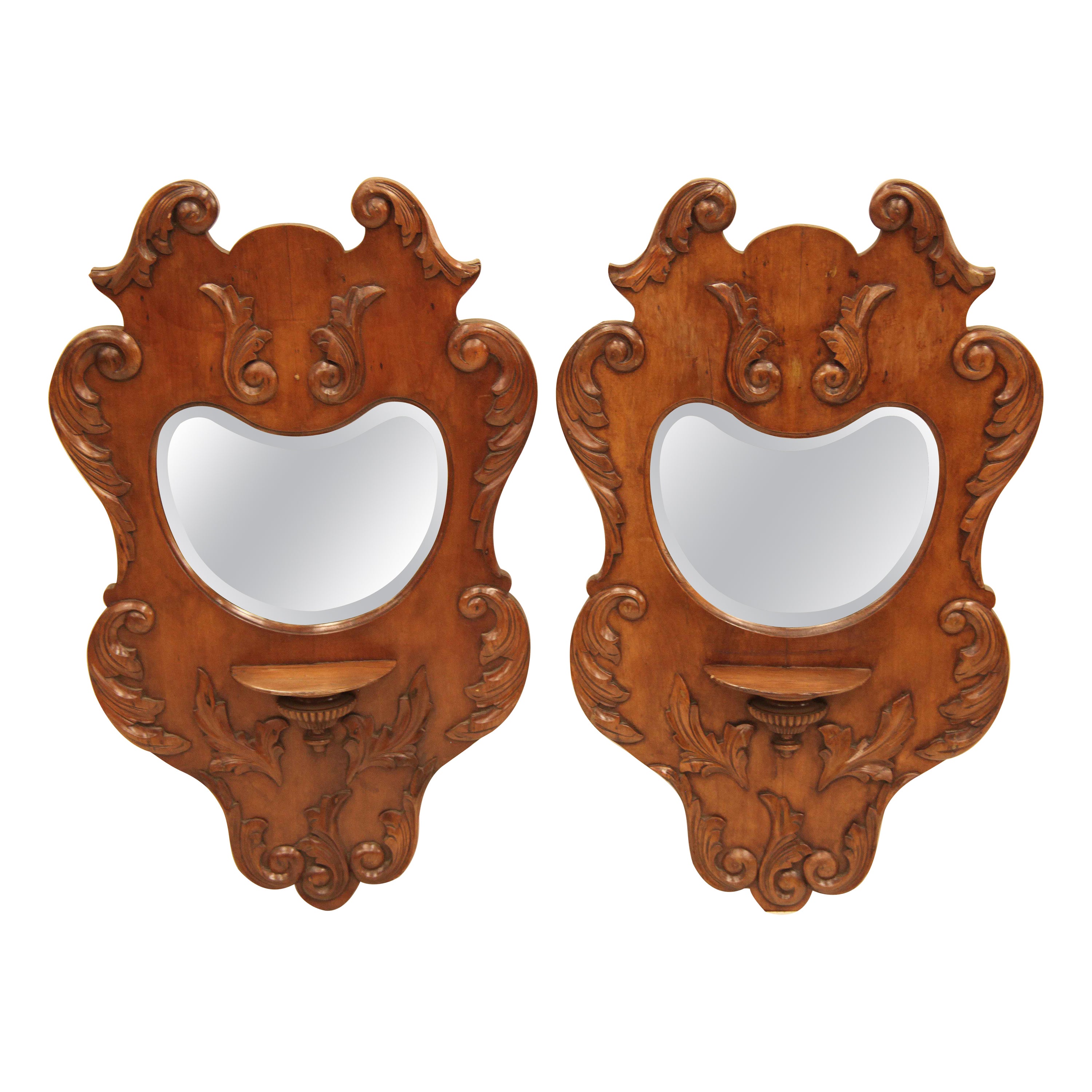 Pair of English Carved Wall Mirrors For Sale