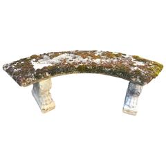 Mossy English Curved Cast Stone Bench