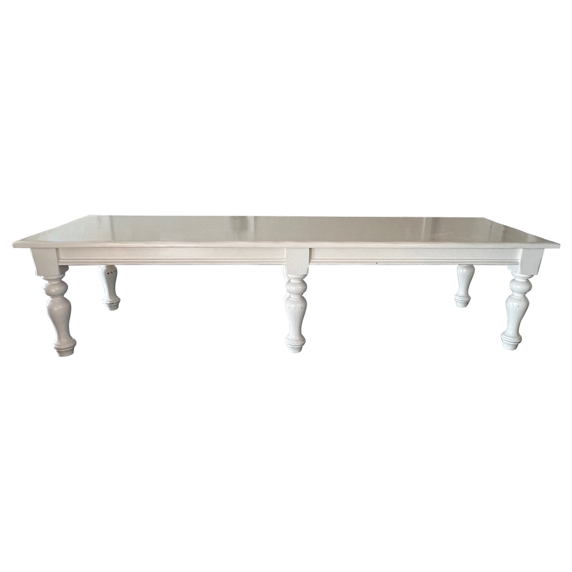 Monumental French Country Style White Painted Farm Table
