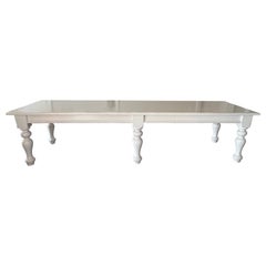 Vintage Monumental French Country Style White Painted Farm Table