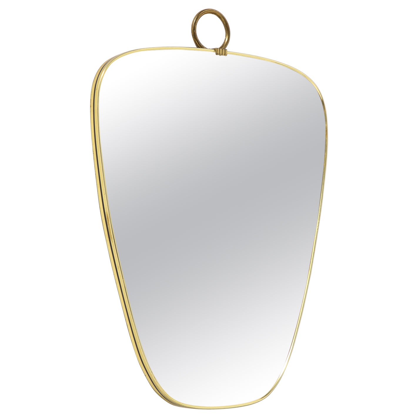 Italian Modernist Petite Brass Shaped Mirror, Italy, circa 1970  For Sale