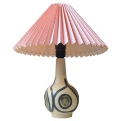 Vintage Pink Shaded Scandinavian Modern Glazed Ceramic Table Lamp, 1970s
