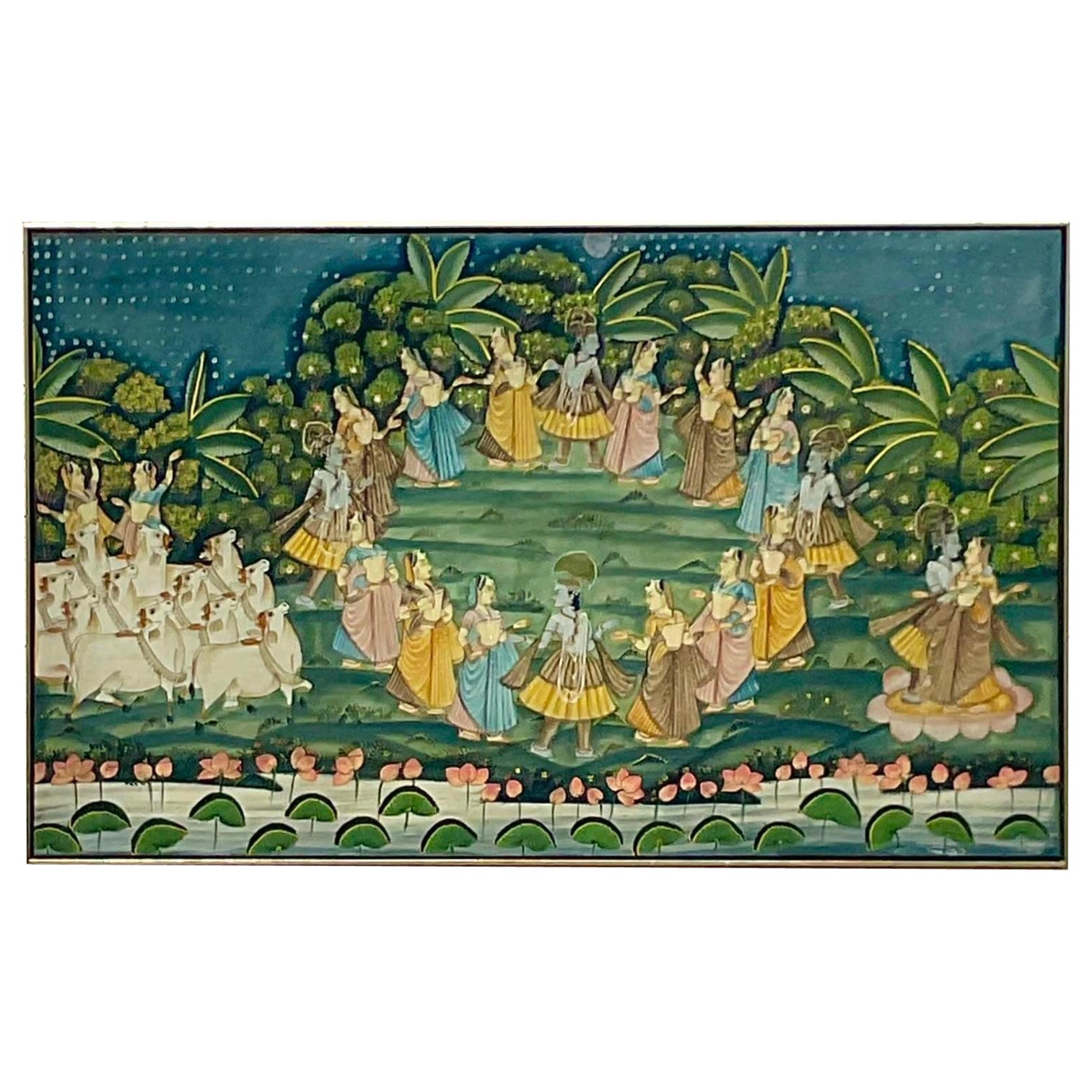 Vintage Boho Indian Pishwaa Painting on Silk