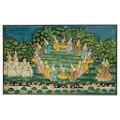 Vintage Boho Indian Pishwaa Painting on Silk
