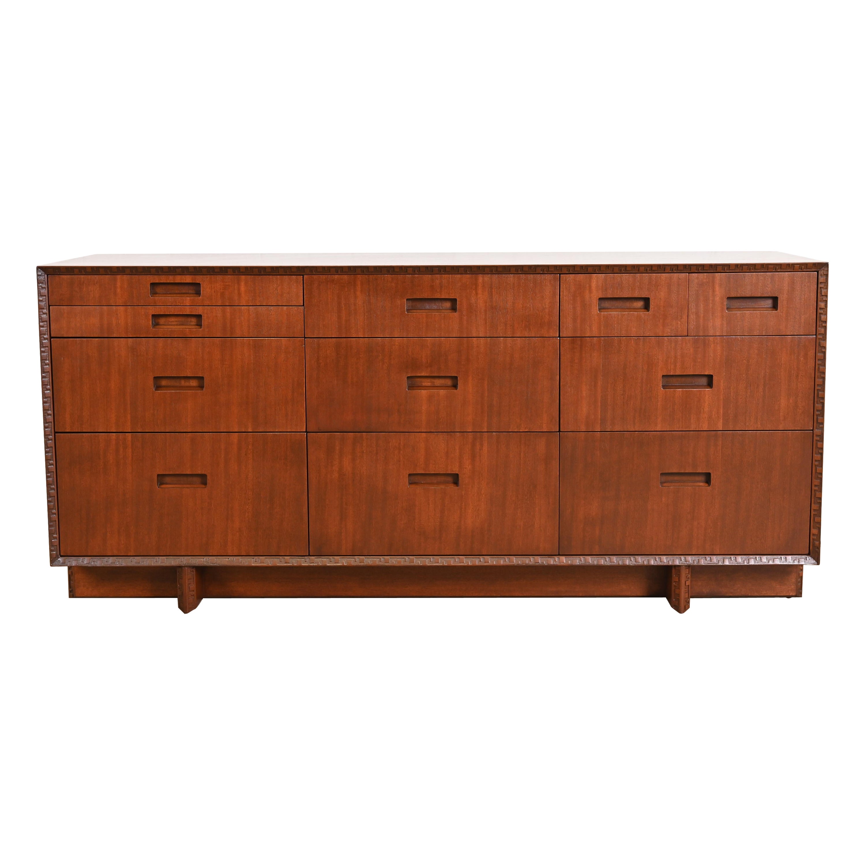 Frank Lloyd Wright Taliesin Mahogany Dresser or Credenza, Newly Restored
