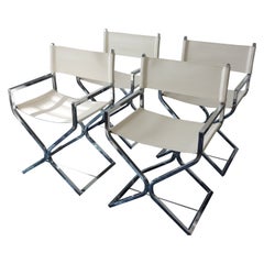 Antique 1970s Chrome And White Leather Chairs Attributed To Robert Kjer Jakobsen