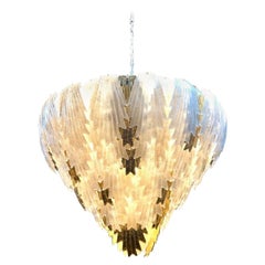Large Scale Gold and White Murano Waterfall Chandelier