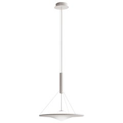 Axolight Manto Large Pendant Light in White Fabric and Grey Finish