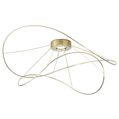 Axolight Hoops 2 Medium Flush Mount Ceiling Lamp in Gold by Giovanni Barbato