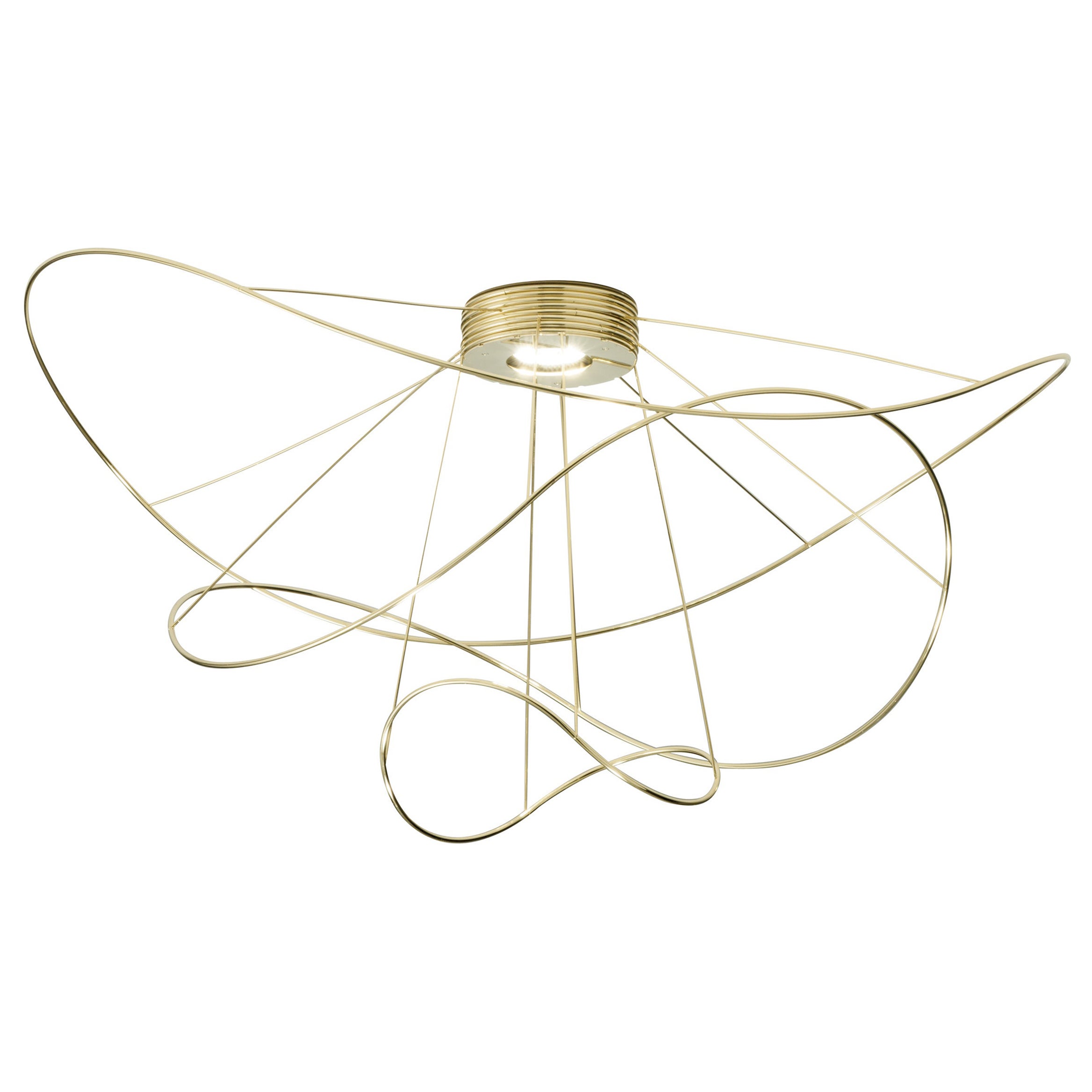 Axolight Hoops 3 Medium Flush Mount Ceiling Lamp in Gold by Giovanni Barbato For Sale