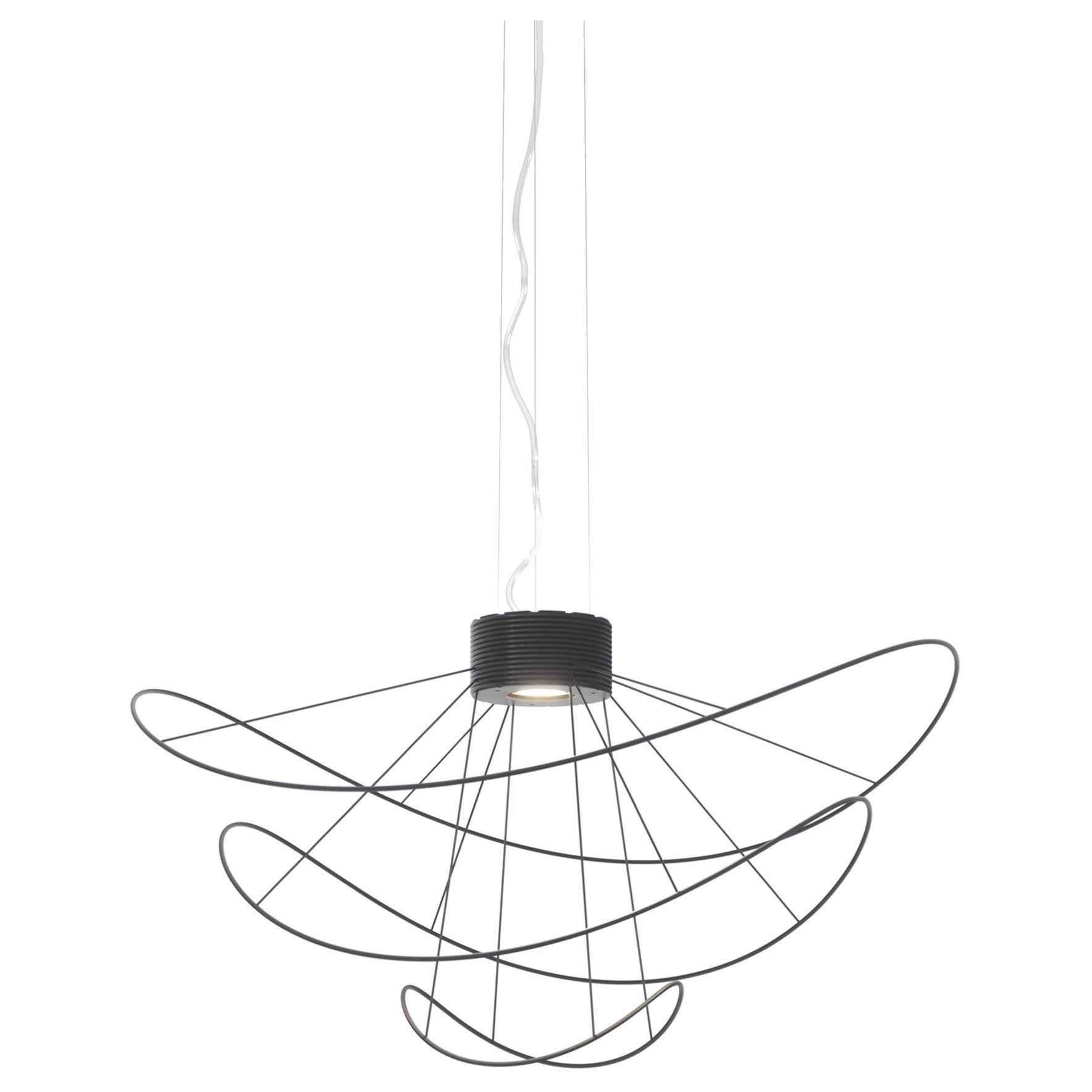 Axolight Hoops 3 Medium Pendant Lamp in Black by Giovanni Barbato For Sale