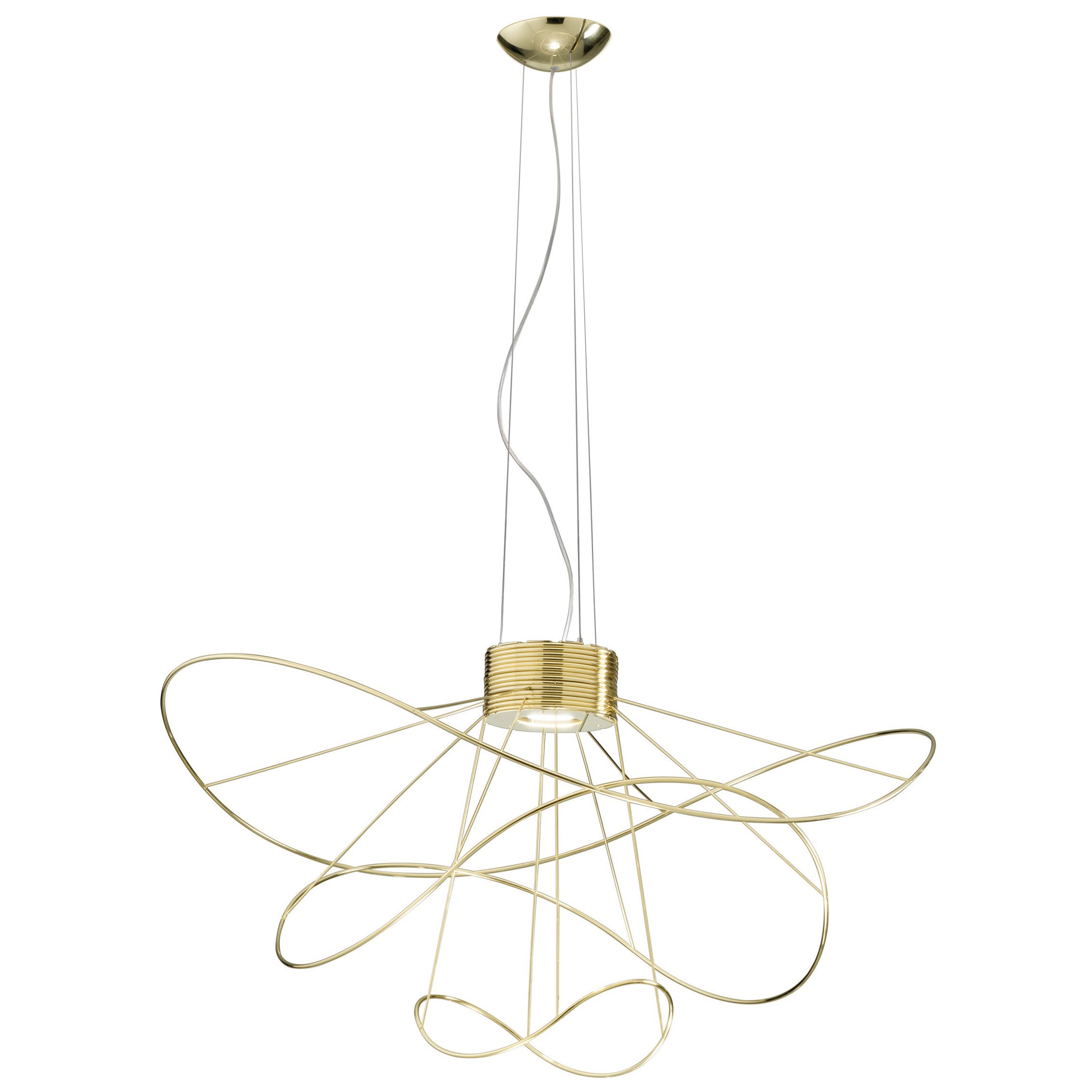 Axolight Hoops 3 Medium Pendant Lamp in Gold by Giovanni Barbato