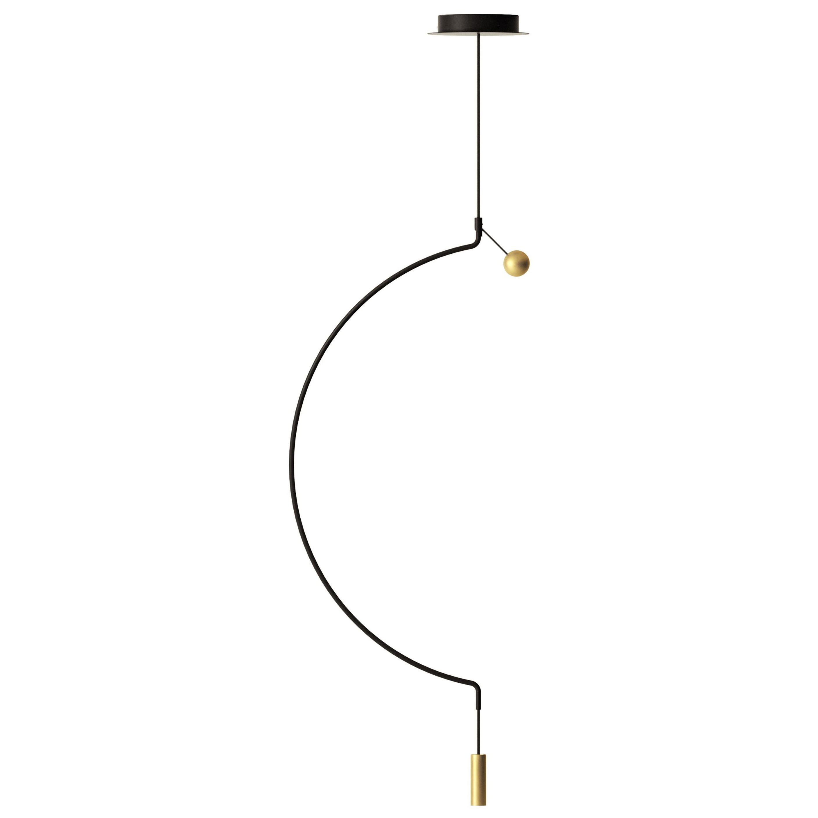 Axolight Liaison Model G1 Pendant Lamp in Black/Gold by Sara Moroni