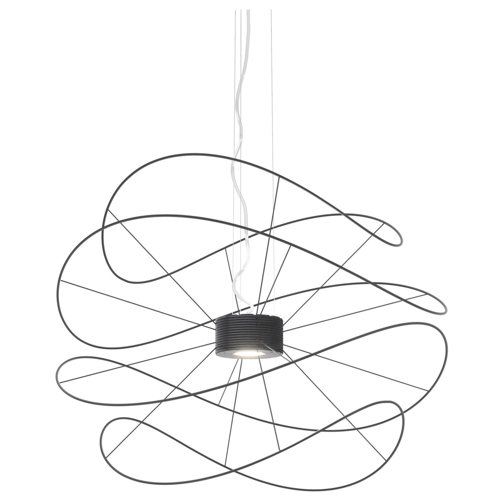 Axolight Hoops 4 Large Pendant Lamp in Black by Giovanni Barbato For Sale